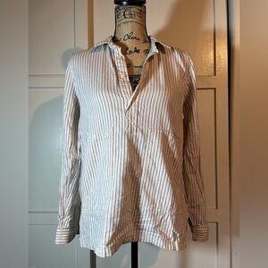 Madewell Womens Casual White and Red Striped Shirt